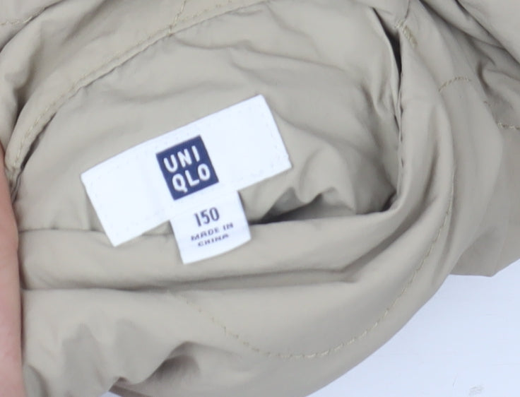 Uniqlo Girls Beige Quilted Mid-Length Jacket Size 11-12 Years