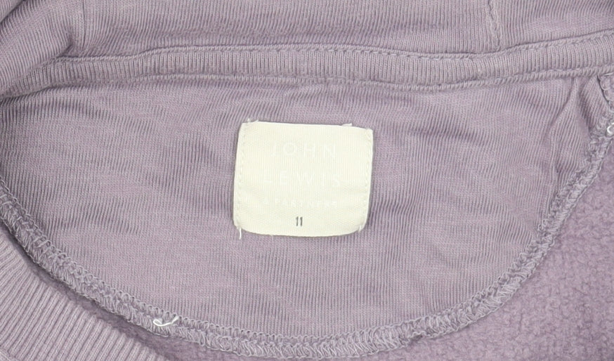 John Lewis Girls Purple Cotton Pullover Hoodie Age 11 Years