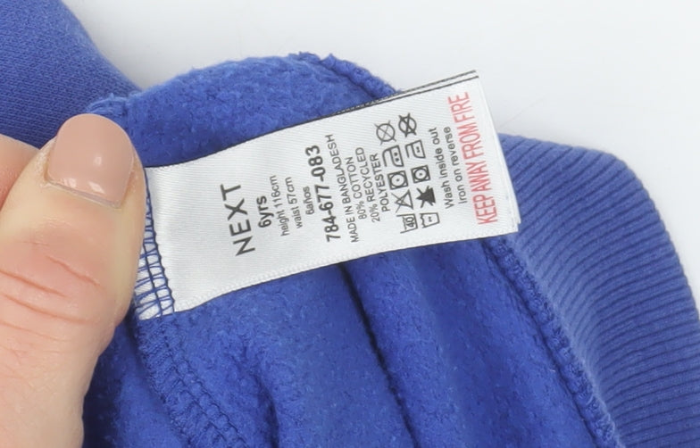Next Boys Blue Pullover Hoodie Cotton Blend Size 6 Years