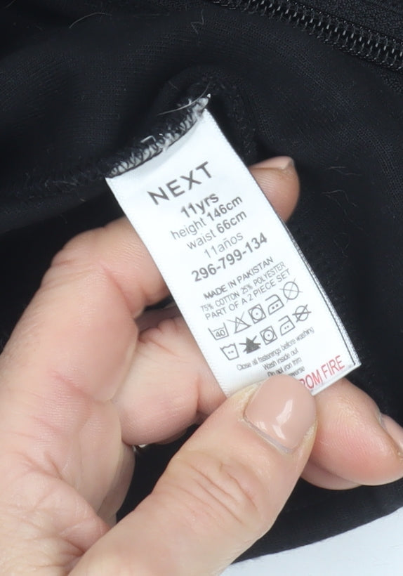 Next Boys Black Hooded Zip Fleece Jacket 11 Years Regular Fit