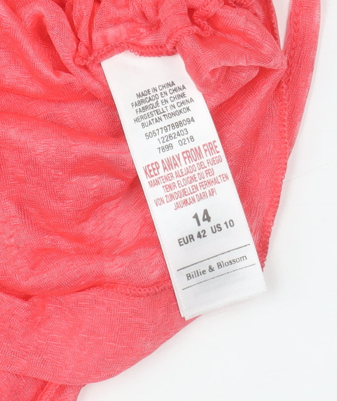 Billie & Blossom Women’s Pink Sheer Tunic Blouse UK 14 Relaxed Fit