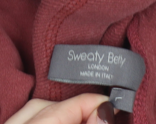 Sweaty Betty Womens Burgundy L Pullover Hoodie Relaxed Fit Cropped Sweatshirt