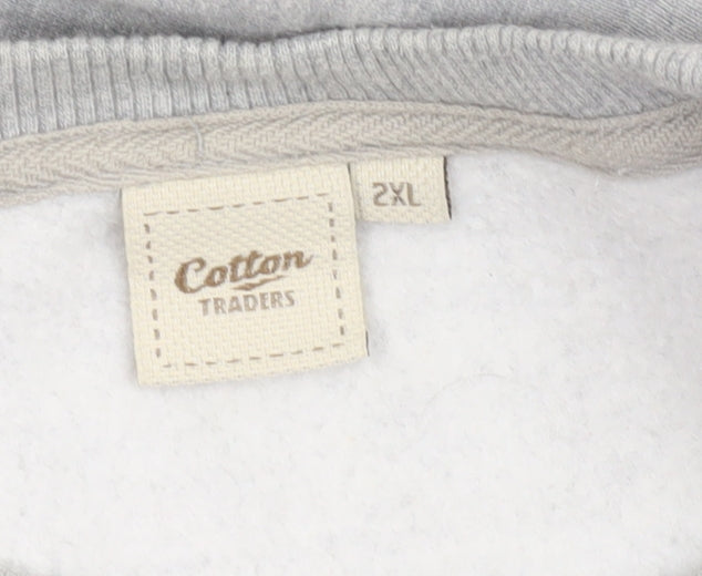 Cotton Traders Mens Grey 2XL Pullover Sweatshirt Crew Neck