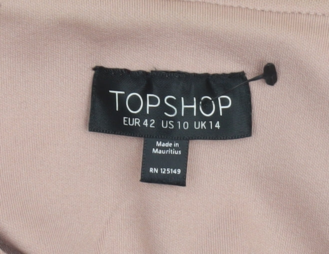 Topshop Women’s Beige Zip-Up Jacket UK 14 Classic Style