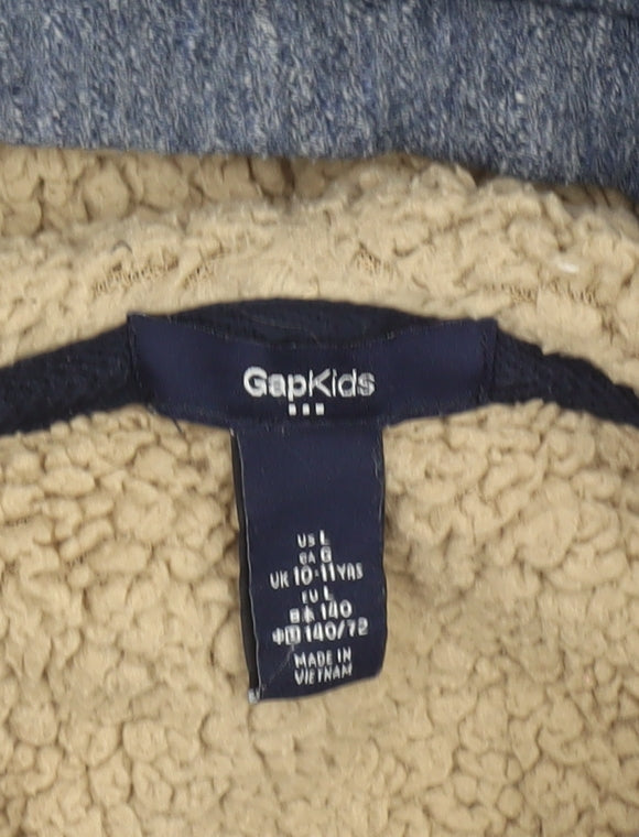 Gap Boys Blue Full Zip Hooded Sweatshirt 10-11 Years Sherpa Lined