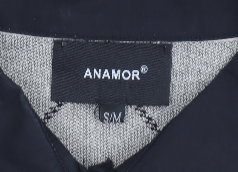 Anamor Women Beige Black Collared Long Sleeve Pullover Jumper S/M