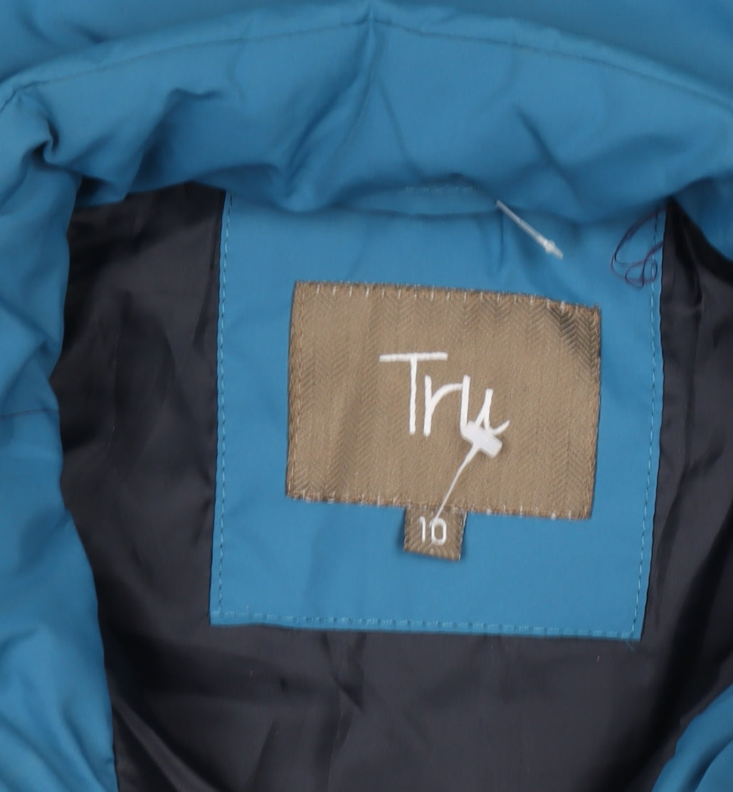 Tru Womens Blue Size 10 Quilted Puffer Waistcoat with Zip Pockets