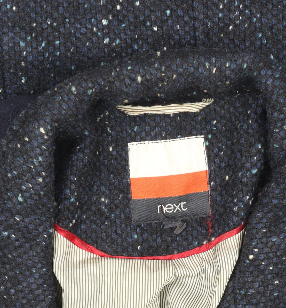 Next Women Blue Wool Tweed Military Coat Size 12 Long Sleeve