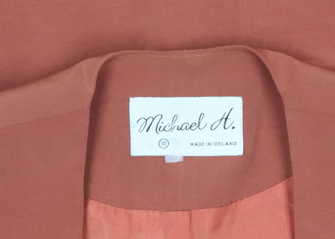 Michael H. Womens Brown Blazer Size 10 Lined Single Button Jacket