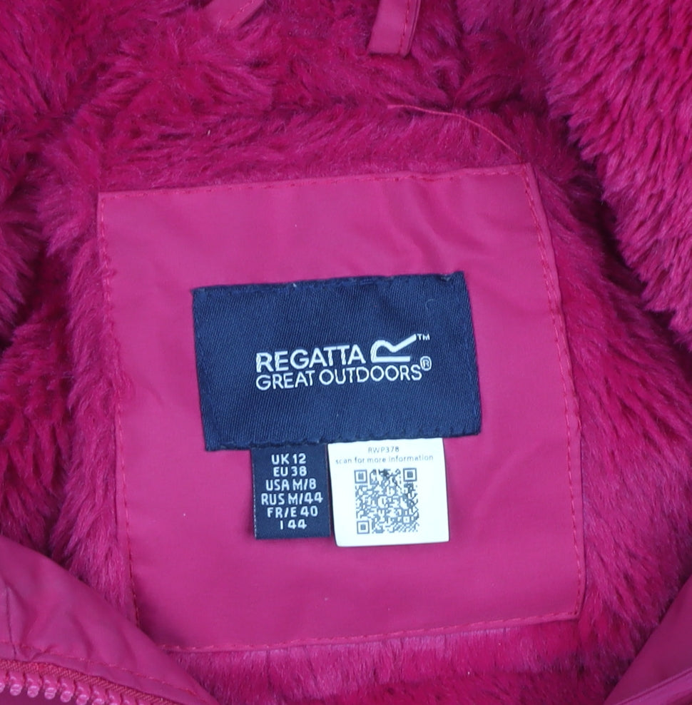 Regatta Womens Pink Waterproof Hooded Mid-Length Jacket UK 12