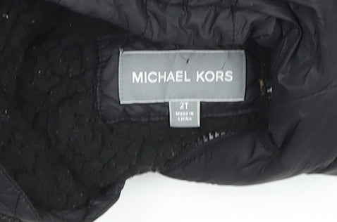 Michael Kors Black Unisex Baby Puffer Jacket 2T Hooded Quilted Winter Coat