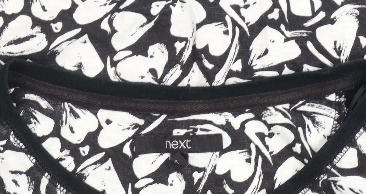Next Women’s Black Floral Cotton 3/4 Sleeve T-Shirt Size 14