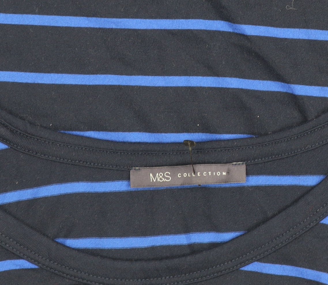 Marks & Spencer Women’s Blue Striped Long Sleeve T-Shirt Size 8