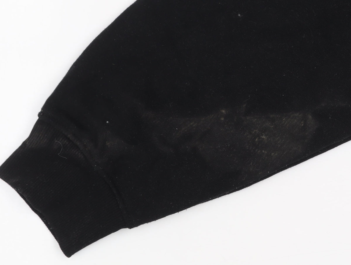 Zara Women Black Cropped Pullover Hoodie Size L Relaxed Fit