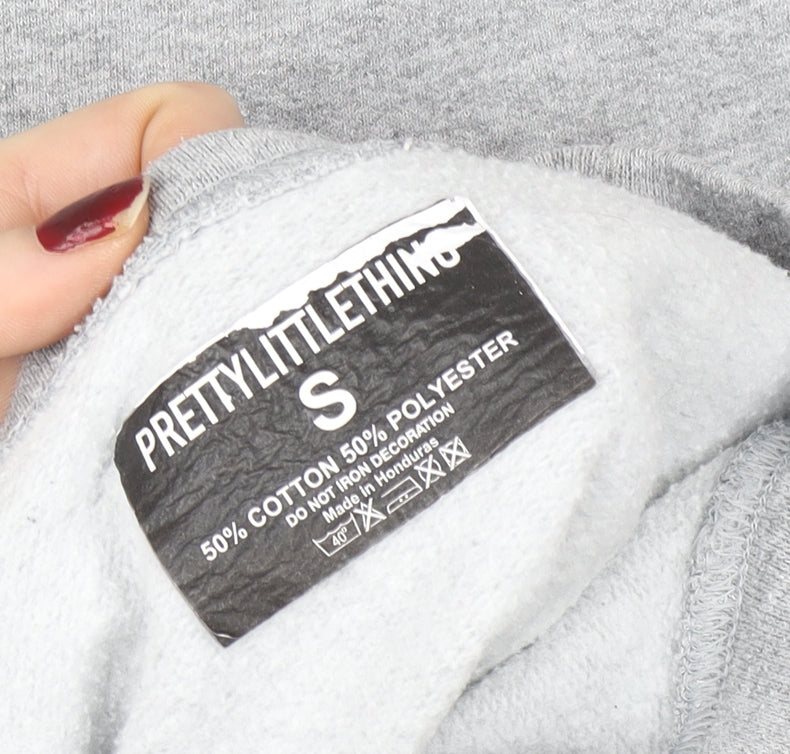 PRETTYLITTLETHING Women’s Grey California Pullover Sweatshirt Size S