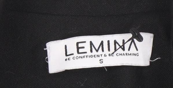 Lemina Women's Black Long Trench Coat Size S with Gold Buttons