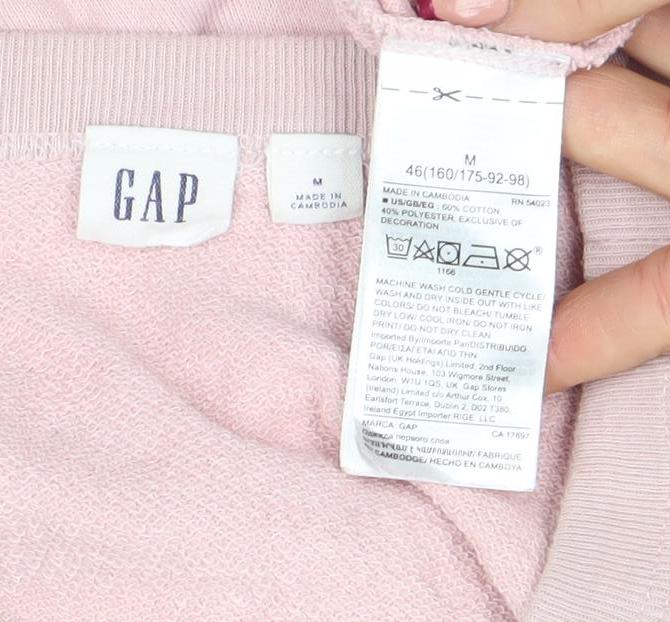 Gap Women Pink Logo Crew Neck Long Sleeve Sweatshirt Size M