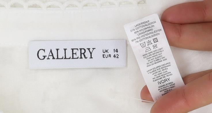 Gallery Women Ivory Lace Long Sleeve Button Blouse Size 14