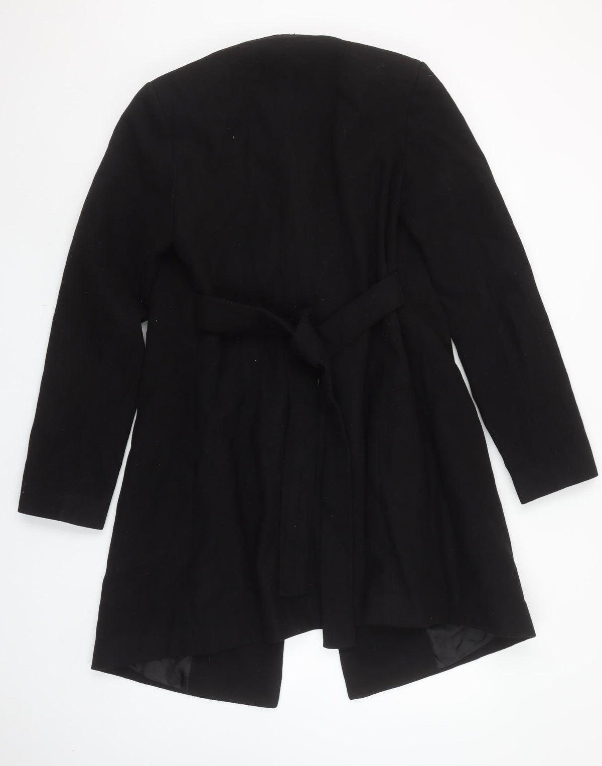 LOVE2WAIT Women's Black Maternity Belted Long Trench Coat Size S