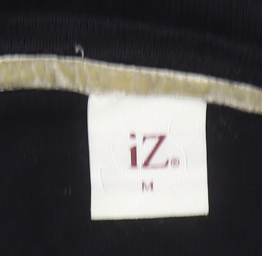 iZ Womens Black Button Cardigan Medium Knit Cotton Blend
