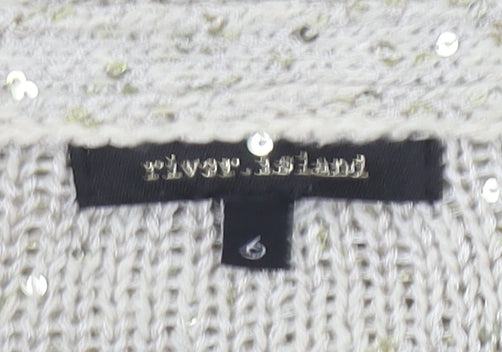 River Island Women’s Beige Sequin Knit Cardigan Size 6