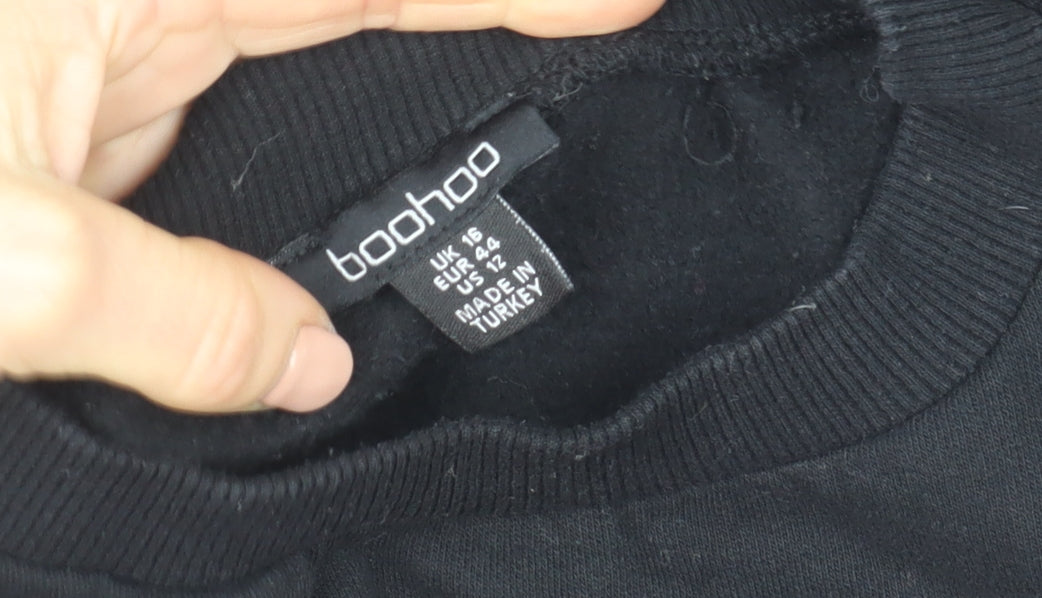 Boohoo Womens Black Size 16 Crew Neck Pullover Sweatshirt
