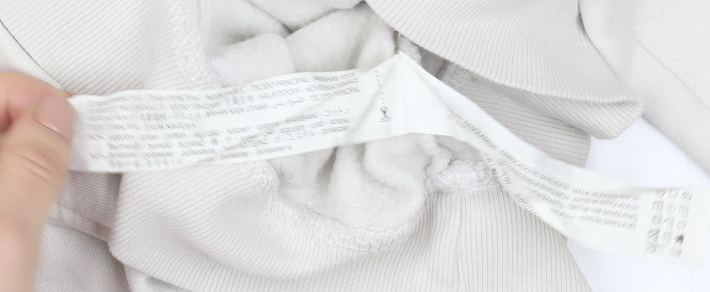 Zara Women Beige Crew Neck Pullover Sweatshirt Small Cotton Blend