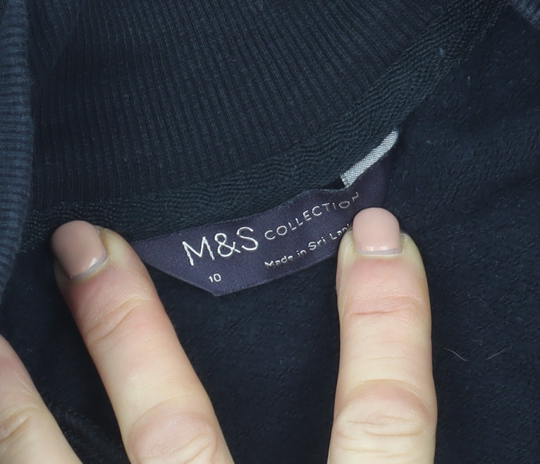 Marks & Spencer Women Black 1/2 Zip Pullover Sweatshirt Size 10