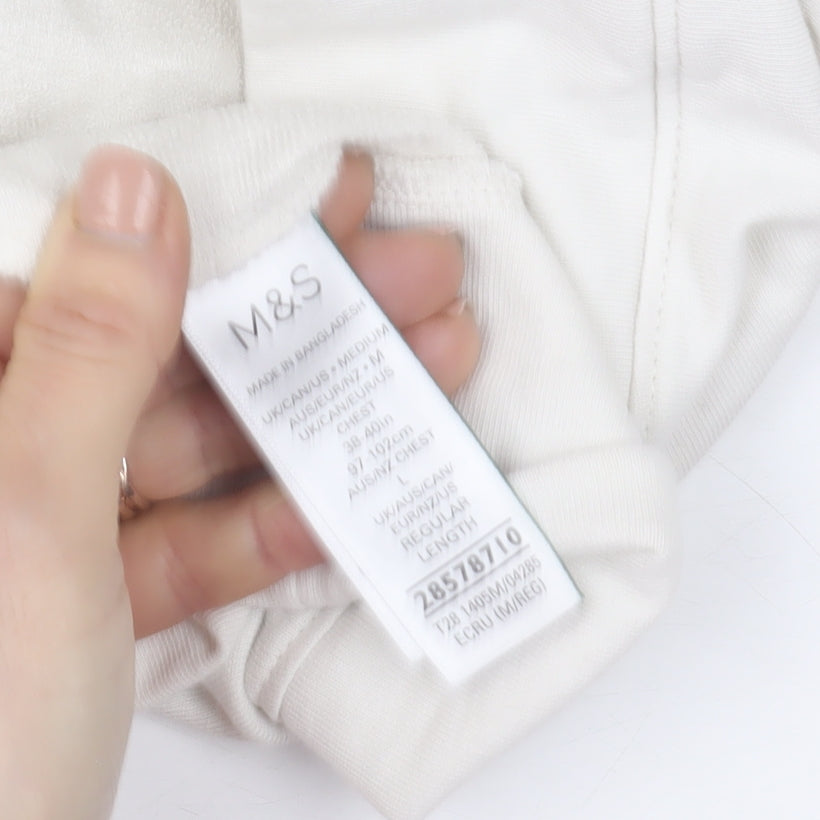 Marks & Spencer Men's Ivory Collared 1/2 Zip Sweatshirt M