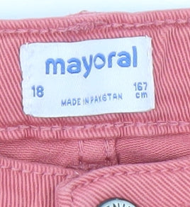 Mayoral Teens Pink Size 18 High-Rise Cut-Off Cotton Stretch Shorts