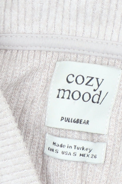 Pull & Bear Women's Beige V-Neck Knit Cardigan Size S