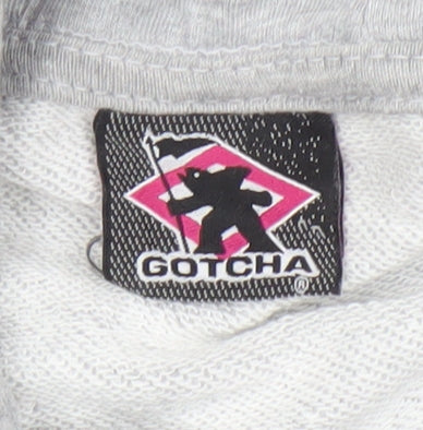 Gotcha Women Grey Pullover Hoodie Medium Graphic Print Cotton Blend