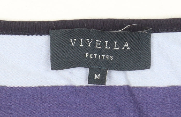 Viyella Petites Women's Multicoloured Striped Cotton 3/4 Sleeve T-Shirt M