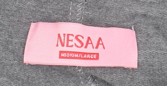 NESAA Women Grey Collared Long Sleeve Button-Up Top M