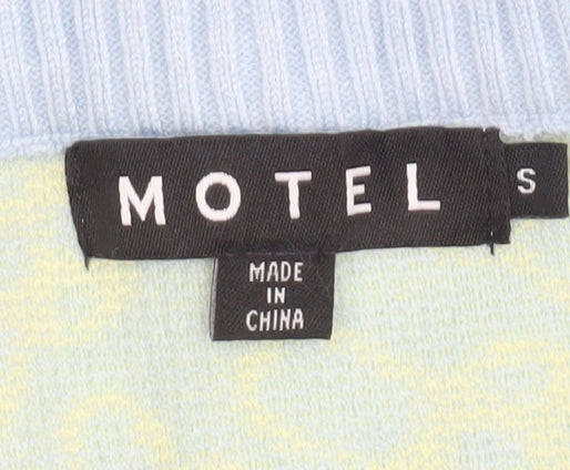 Motel Rocks Women Blue Knit V-Neck Sleeveless Vest Jumper Size S