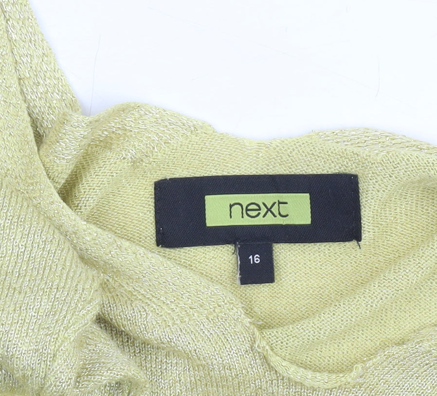Next Women's Gold V-Neck 3/4 Sleeve Pullover Jumper Size 16