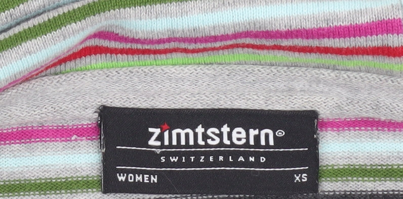Zimtstern Women Multicoloured Striped Cotton Boat Neck Jumper XS
