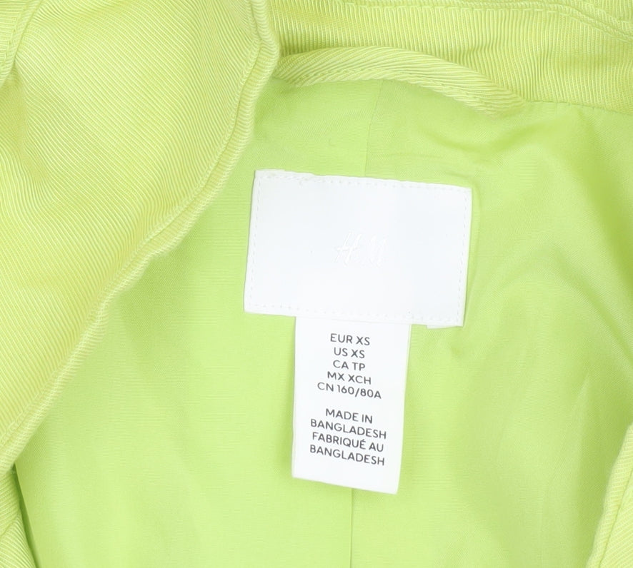 H&M Women Green Double-Breasted Blazer XS Regular Fit