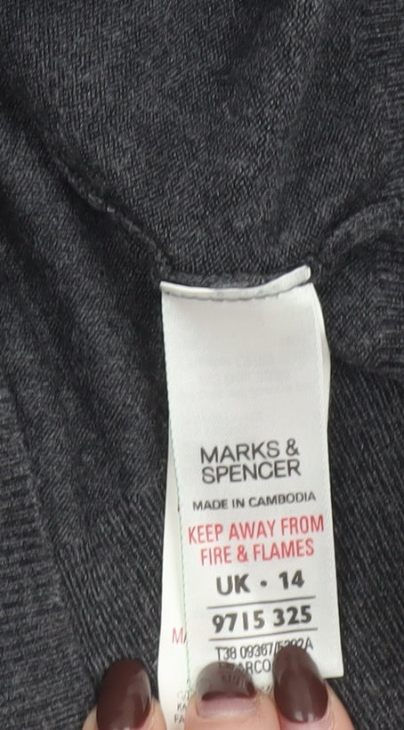 Marks & Spencer Women Grey Cowl Neck Long Sleeve Jumper Size 14
