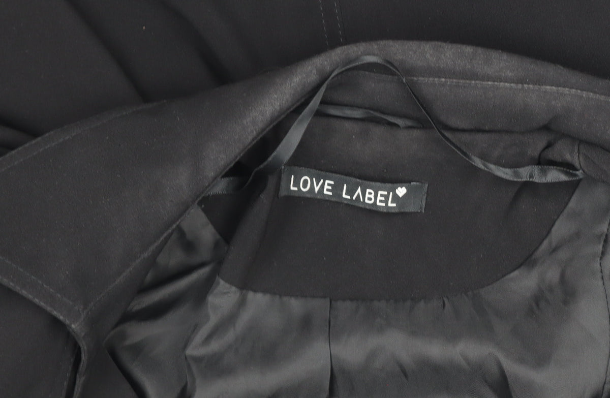 Love Label Women's Black Size 8 Long Overcoat Polyester Classic Coat