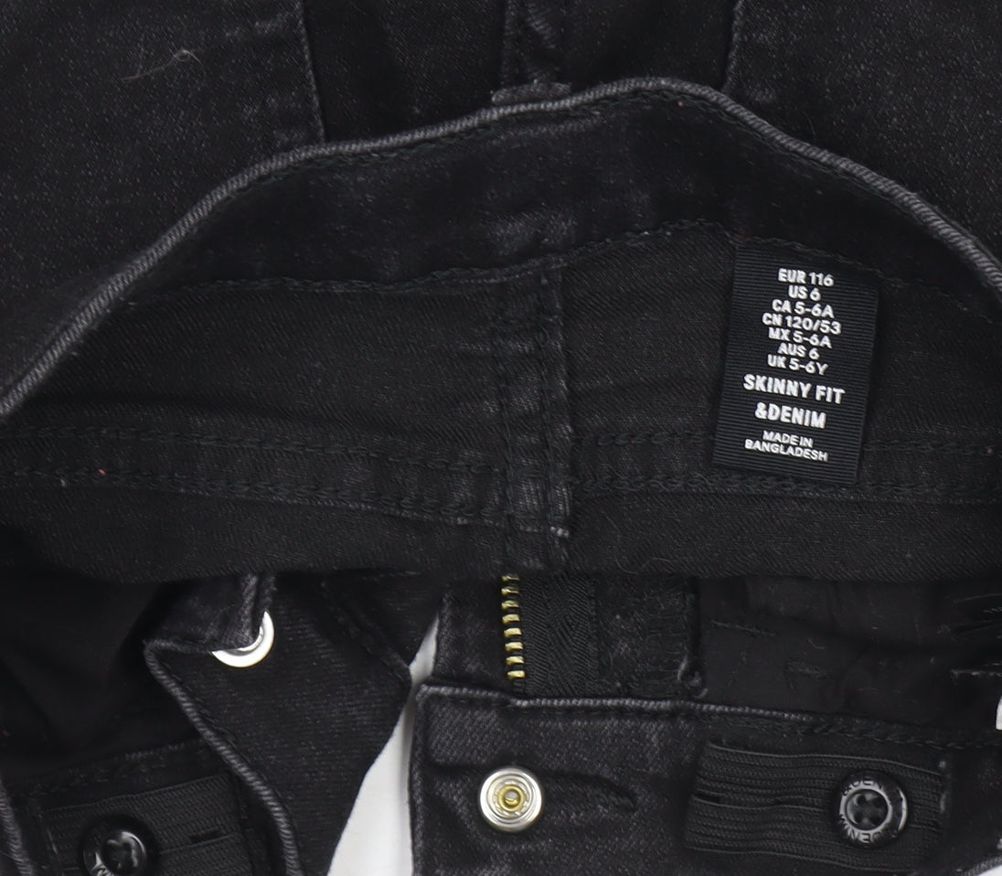 &Denim Boys Black Skinny Fit Jeans 6 Years Adjustable Waist