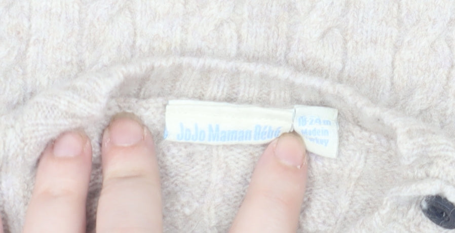 JoJo Maman Bébé Beige Lambswool Knit Baby Jumper 18-24 Months