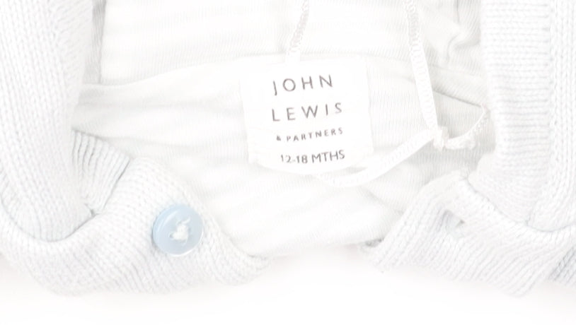 John Lewis Unisex Baby Ivory Cotton Hooded Button Jacket 12-18 Months