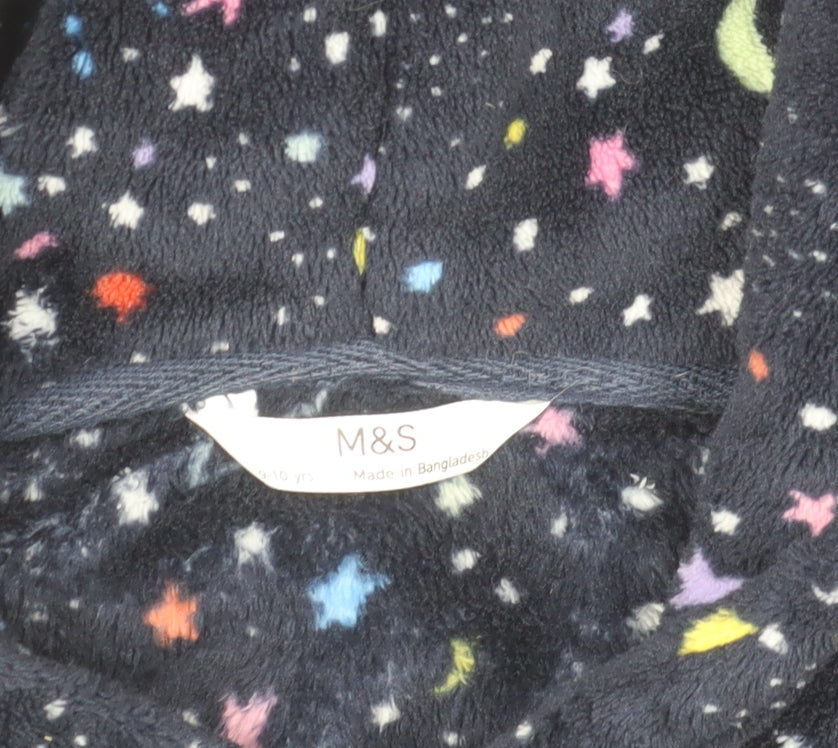 Marks & Spencer Boys Multicoloured Fleece Hooded One Piece Nightwear 9-10 Years