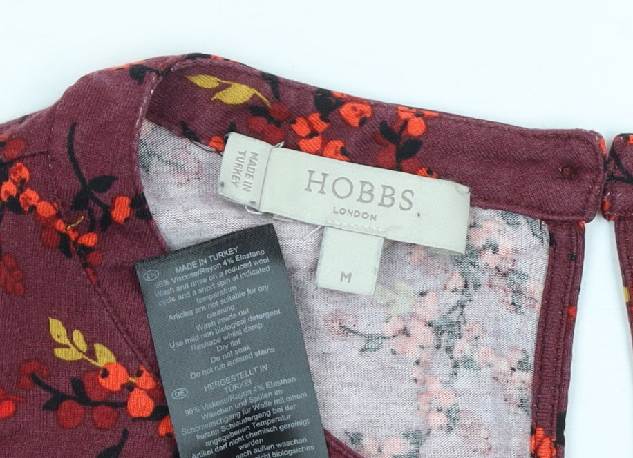 Hobbs Women Red Floral 3/4 Sleeve Tunic Blouse Size M