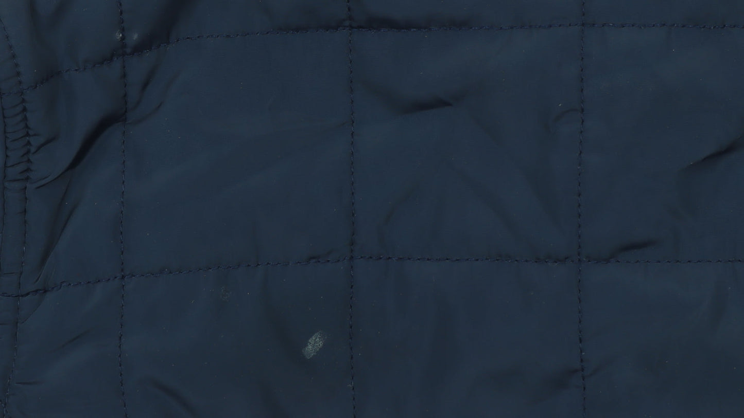 John Lewis Men's Blue Quilted Mid-Length Jacket Size L