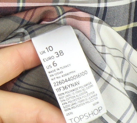 Topshop Women’s Blue Quilted Jacket UK 10 Classic Mid-Length Coat