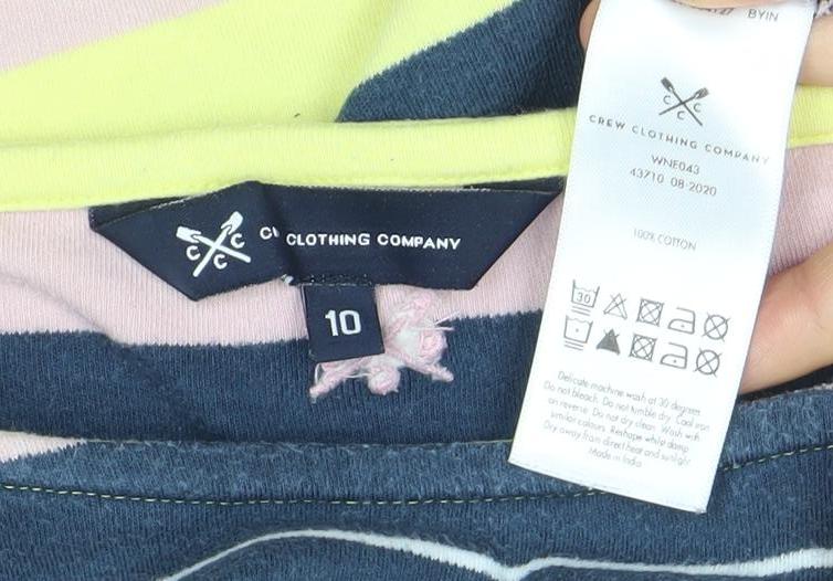 Crew Clothing Women’s Multicoloured Striped Long Sleeve Cotton T-Shirt Size 10