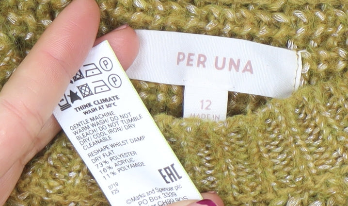Marks & Spencer Per Una Womens Green Size 12 Chunky Knit Jumper