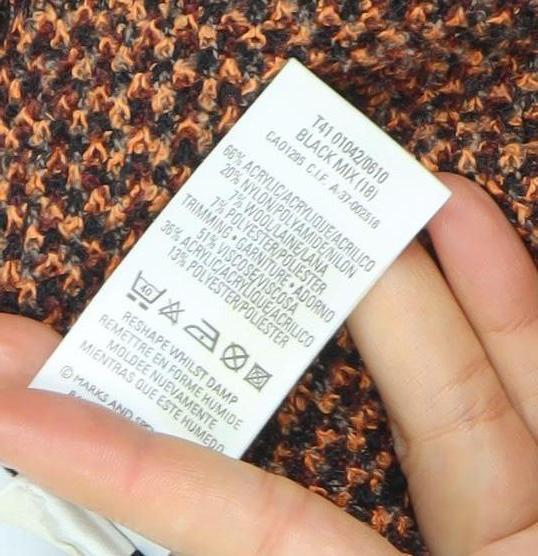 Marks & Spencer Women's Brown Check Wool Blend Blazer Jacket Size 18